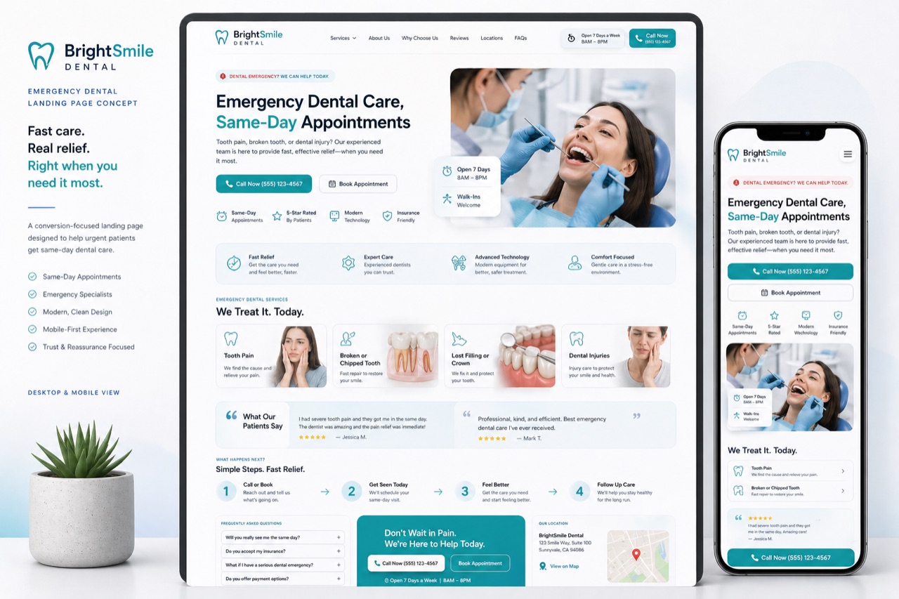 BrightSmile Dental concept website design by Onyxarro