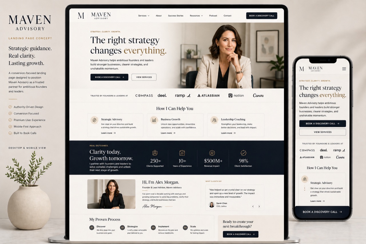 Maven Advisory concept website design by Onyxarro
