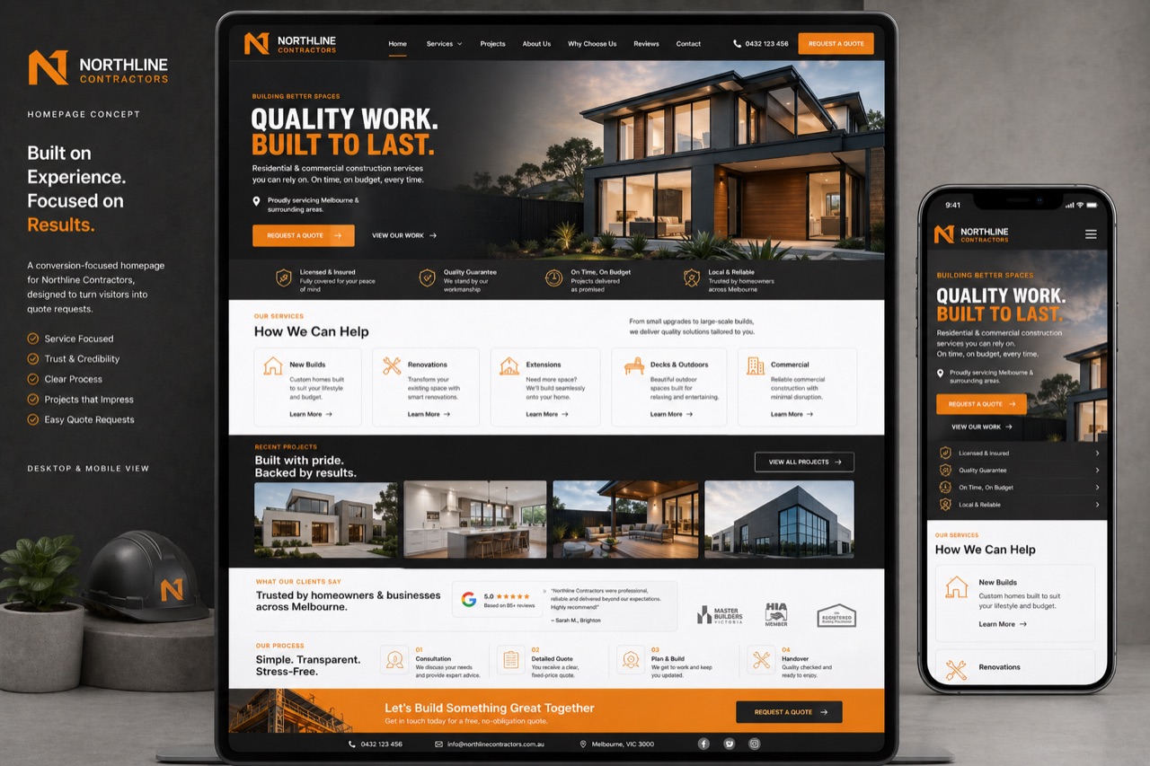 Northline Contractors concept website design by Onyxarro