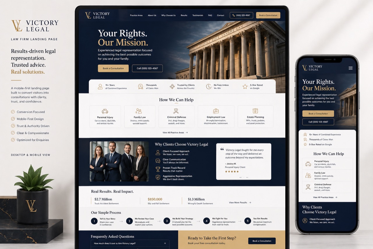 Victory Legal concept website design by Onyxarro