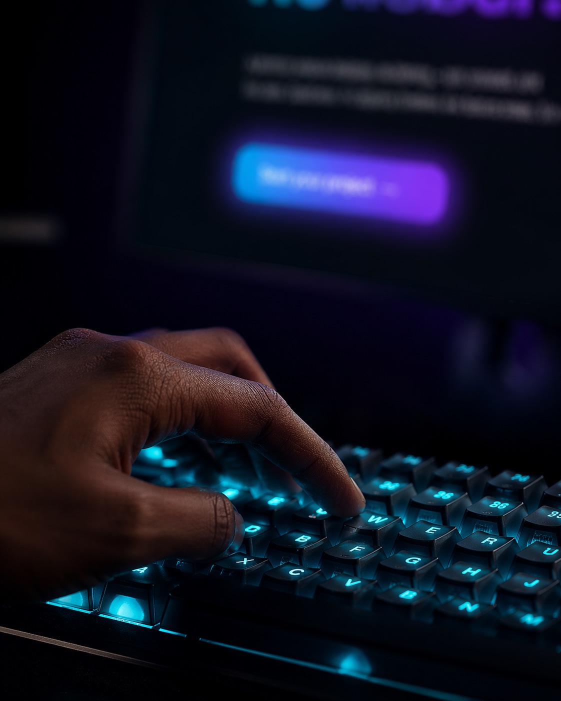 Hands on a keyboard rebuilding a site on a visual builder after leaving WordPress.